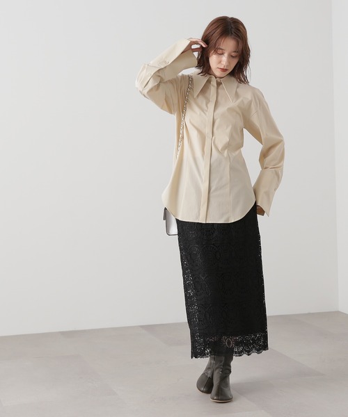 N.（N. Natural Beauty Basic）（エヌエヌナチュラルビューティーベーシック）の「◆ロングノーズチュニックシャツ（シャツ/ブラウス・レディース・ベージュ/ライラック・MEDIUM）」の9枚目の写真