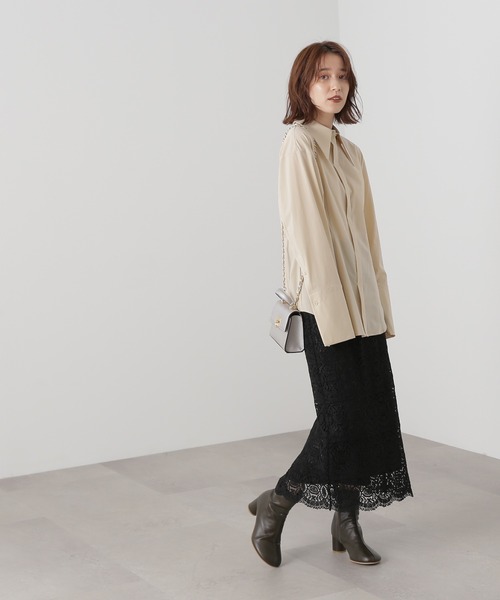 N.（N. Natural Beauty Basic）（エヌエヌナチュラルビューティーベーシック）の「◆ロングノーズチュニックシャツ（シャツ/ブラウス・レディース・ベージュ/ライラック・MEDIUM）」の7枚目の写真