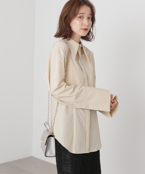 N.（N. Natural Beauty Basic）（エヌエヌナチュラルビューティーベーシック）の「◆ロングノーズチュニックシャツ（シャツ/ブラウス・レディース・ベージュ/ライラック・MEDIUM）」の3枚目の写真