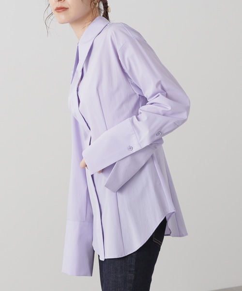 N.（N. Natural Beauty Basic）（エヌエヌナチュラルビューティーベーシック）の「◆ロングノーズチュニックシャツ（シャツ/ブラウス・レディース・ベージュ/ライラック・MEDIUM）」の8枚目の写真