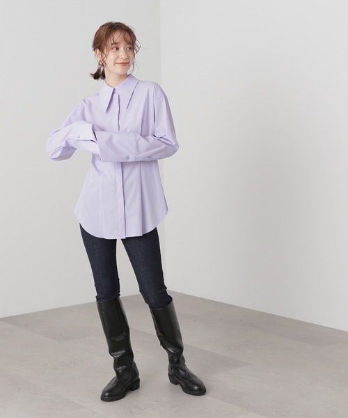 N.（N. Natural Beauty Basic）（エヌエヌナチュラルビューティーベーシック）の「◆ロングノーズチュニックシャツ（シャツ/ブラウス・レディース・ベージュ/ライラック・MEDIUM）」の11枚目の写真