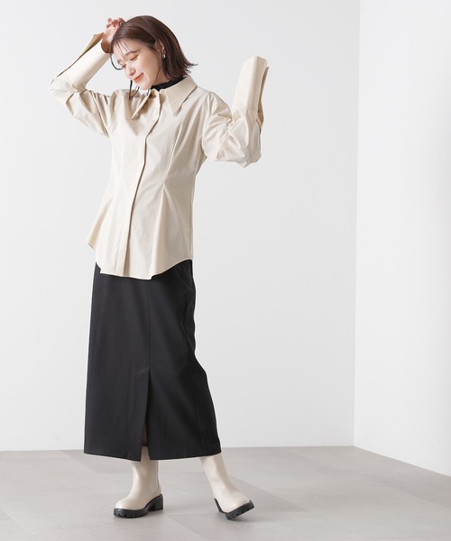 N.（N. Natural Beauty Basic）（エヌエヌナチュラルビューティーベーシック）の「◆ロングノーズチュニックシャツ（シャツ/ブラウス・レディース・ベージュ/ライラック・MEDIUM）」の12枚目の写真