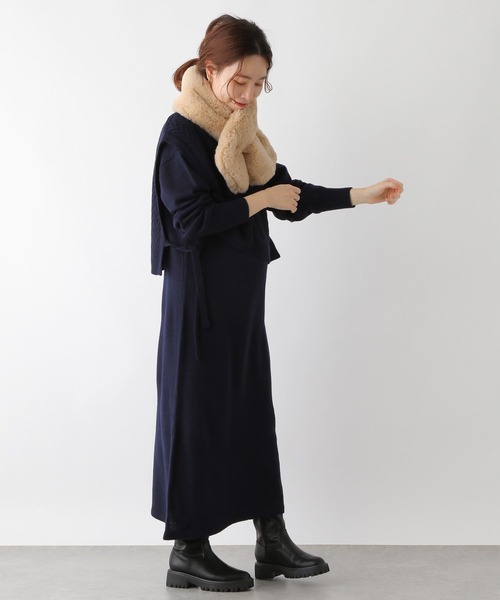 LEPSIM（レプシィム）の「【洗える】マタニティ／7ゲージニットベストSETワンピ―ス　173468（マタニティウェア/グッズ・レディース・ネイビー/ライトブルー/グレイッシュベージュ・FREE）」の3枚目の写真