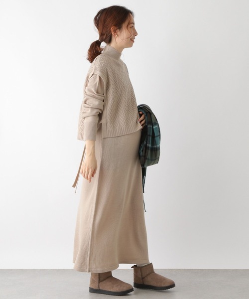 LEPSIM（レプシィム）の「【洗える】マタニティ／7ゲージニットベストSETワンピ―ス　173468（マタニティウェア/グッズ・レディース・ネイビー/ライトブルー/グレイッシュベージュ・FREE）」の2枚目の写真