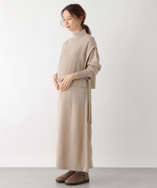 LEPSIM（レプシィム）の「【洗える】マタニティ／7ゲージニットベストSETワンピ―ス　173468（マタニティウェア/グッズ・レディース・ネイビー/ライトブルー/グレイッシュベージュ・FREE）」の8枚目の写真