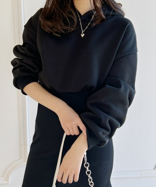 Loueme(ルエム)の「【23S/S 春新作】フードスウェットリブスカートミニワンピ(ワンピース・レディース・ブラック・FREE)」の9枚目の写真