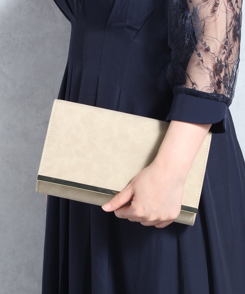 DRESS PLUS（ドレスプラス）の「パーティーバッグ ショルダーバッグ 2way パーティー（クラッチバッグ・レディース・スモークピンク/ダークネイビー/オートミール/グレイッシュベージュ/ブラック/ピンクベージュ・フリー）」の7枚目の写真
