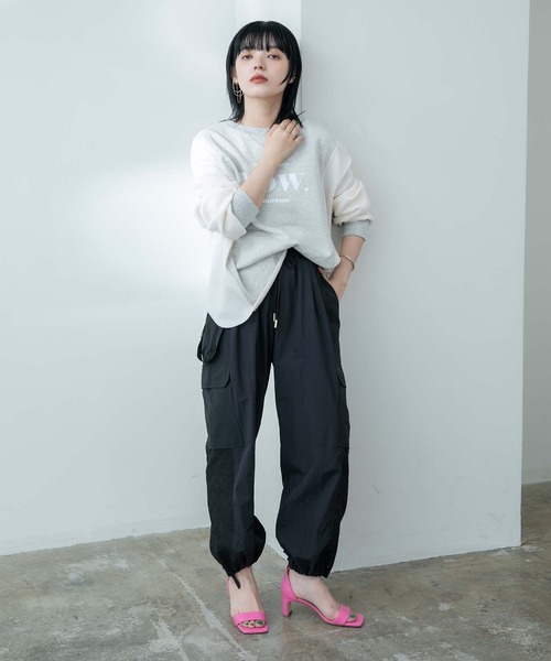 Eimee Law(エイミーロウ)の「裏毛&ワッフル2WAYロゴトップス(Tシャツ/カットソー・レディース・オフホワイト/ライトグレー/ネイビー・38)」の4枚目の写真