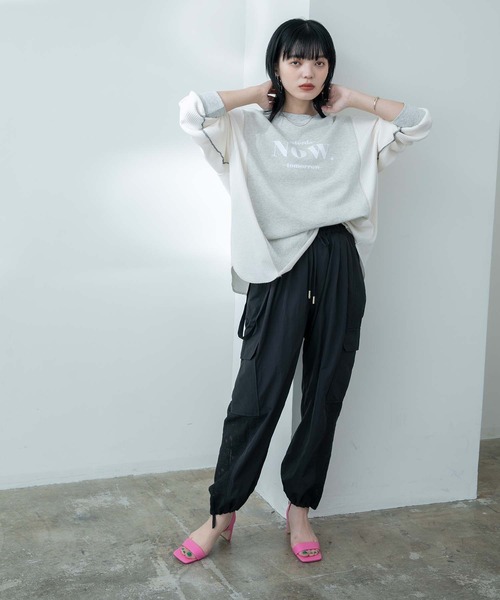 Eimee Law(エイミーロウ)の「裏毛&ワッフル2WAYロゴトップス(Tシャツ/カットソー・レディース・オフホワイト/ライトグレー/ネイビー・38)」の5枚目の写真