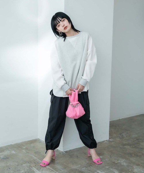 Eimee Law(エイミーロウ)の「裏毛&ワッフル2WAYロゴトップス(Tシャツ/カットソー・レディース・オフホワイト/ライトグレー/ネイビー・38)」の11枚目の写真