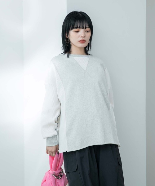 Eimee Law(エイミーロウ)の「裏毛&ワッフル2WAYロゴトップス(Tシャツ/カットソー・レディース・オフホワイト/ライトグレー/ネイビー・38)」の13枚目の写真