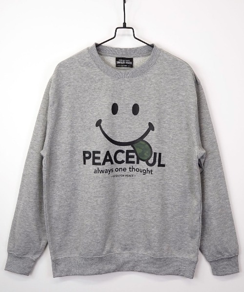 SMILEY FACE(スマイリーフェイス)の「BF2select SMILEY FACE 裏毛スウェットトクルー(スウェット・メンズ・グレー/インディゴブルー/アイボリー/ライトブラック・LL/M/L)」の1枚目の写真