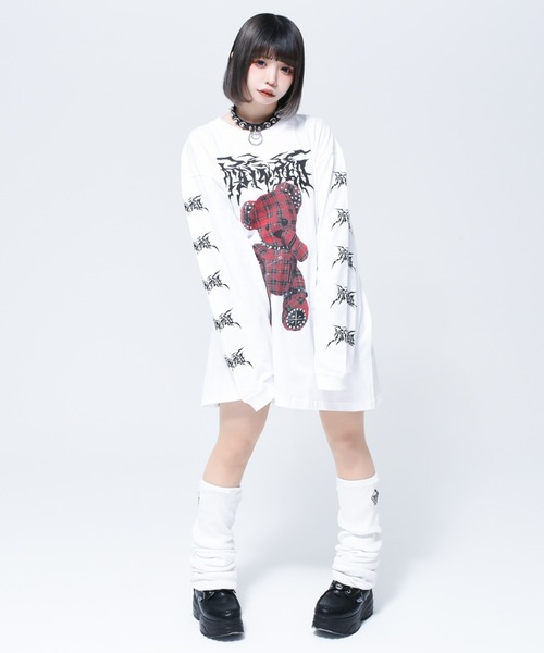 TRAVAS TOKYO（トラバス トウキョウ）の「『TRAVAS TOKYO/トラバス トーキョー』"REVENGE PUNKS" bear L/S Tee/くまプリントロングスリーブカットソー（Tシャツ/カットソー・レディース・ホワイト/ブラック×レッド/ブラック×ブルー・FREE）」の7枚目の写真