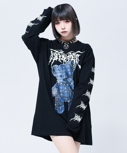 TRAVAS TOKYO（トラバス トウキョウ）の「『TRAVAS TOKYO/トラバス トーキョー』"REVENGE PUNKS" bear L/S Tee/くまプリントロングスリーブカットソー（Tシャツ/カットソー・レディース・ホワイト/ブラック×レッド/ブラック×ブルー・FREE）」の9枚目の写真