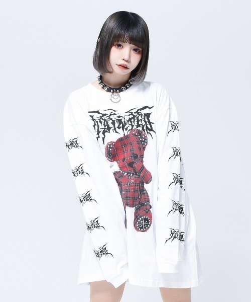 TRAVAS TOKYO（トラバス トウキョウ）の「『TRAVAS TOKYO/トラバス トーキョー』"REVENGE PUNKS" bear L/S Tee/くまプリントロングスリーブカットソー（Tシャツ/カットソー・レディース・ホワイト/ブラック×レッド/ブラック×ブルー・FREE）」の8枚目の写真
