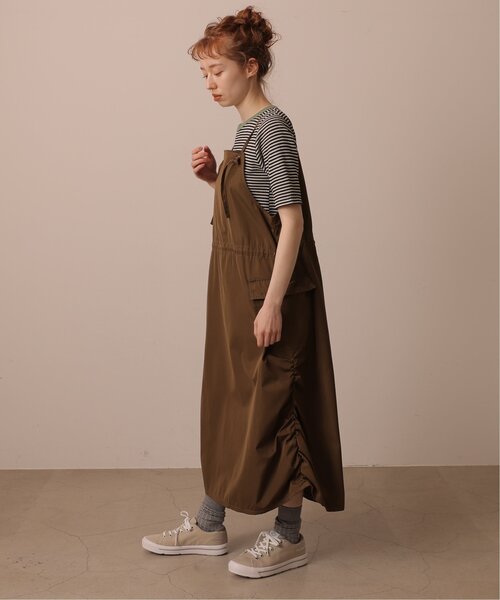 DOUBLE NAME(ダブルネーム)の「ミリタリーギャザーキャミスカート(ジャンパースカート・レディース・ブラック/カーキ/ベージュ・FREE)」の12枚目の写真