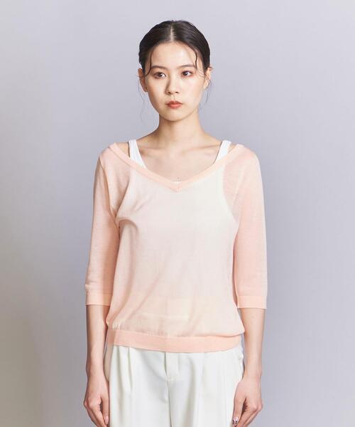 BEAUTY&YOUTH UNITED ARROWS(ビューティーアンドユースユナイテッドアローズ)の「【WEB限定】シアーVネックニット(ニット/セーター・レディース・ナチュラル/ブラック/ライトピンク・FREE)」の9枚目の写真