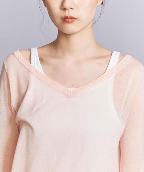 BEAUTY&YOUTH UNITED ARROWS(ビューティーアンドユースユナイテッドアローズ)の「【WEB限定】シアーVネックニット(ニット/セーター・レディース・ナチュラル/ブラック/ライトピンク・FREE)」の12枚目の写真