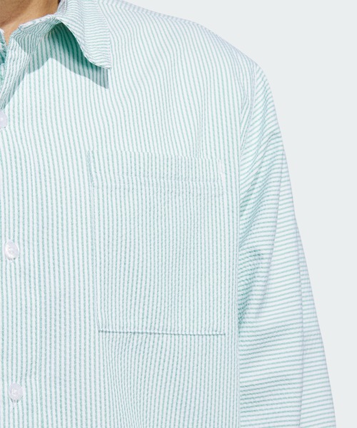adidas(アディダス)の「シュムーフォイル ボタンアップ(ジェンダーニュートラル) / アディダスオリジナルス adidas Originals(シャツ/ブラウス・メンズ・グリーン・MEDIUM/SMALL/X-SMALL/XX-LARGE/3XL/LARGE/X-LARGE)」の4枚目の写真