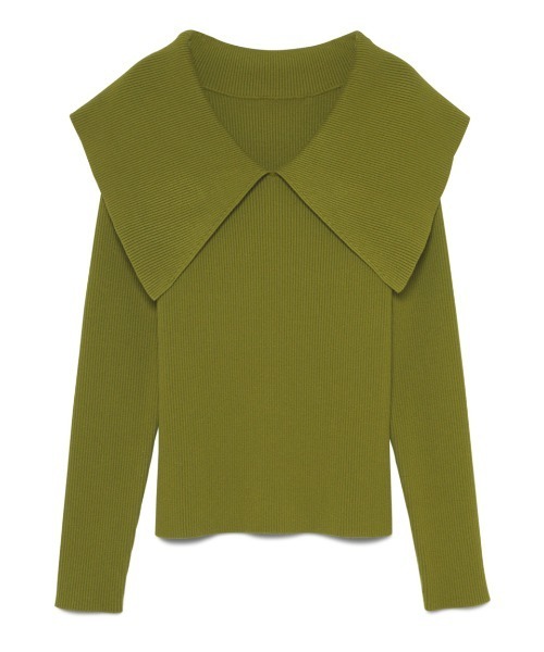 Stylevoice for xxx（スタイルヴォイスフォー）の「セーラーカラーリブニット（ニット/セーター・レディース・グリーン/ライトベージュ/ブラック・FREE）」の19枚目の写真