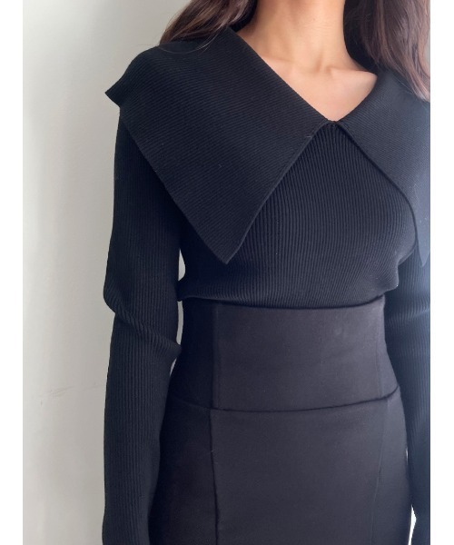 Stylevoice for xxx（スタイルヴォイスフォー）の「セーラーカラーリブニット（ニット/セーター・レディース・グリーン/ライトベージュ/ブラック・FREE）」の21枚目の写真