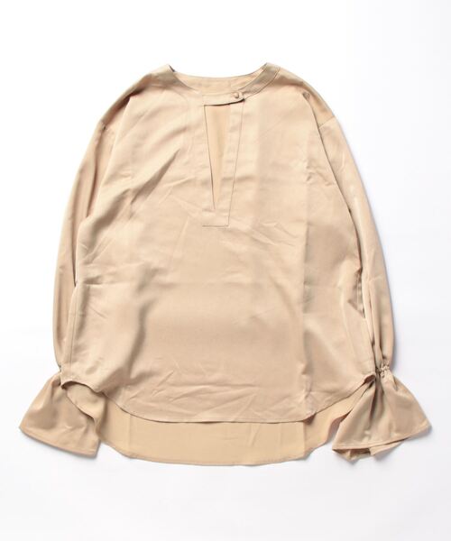 STYLEBLOCK（スタイルブロック）の「マットサテンキャンディースリーブブラウス（シャツ/ブラウス・レディース・ライトブルー/ミント/ブラック/ホワイト系その他/ライトベージュ・M）」の4枚目の写真
