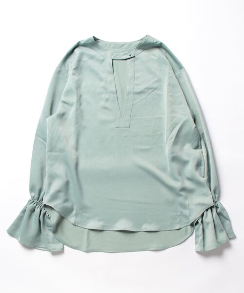 STYLEBLOCK（スタイルブロック）の「マットサテンキャンディースリーブブラウス（シャツ/ブラウス・レディース・ライトブルー/ミント/ブラック/ホワイト系その他/ライトベージュ・M）」の5枚目の写真
