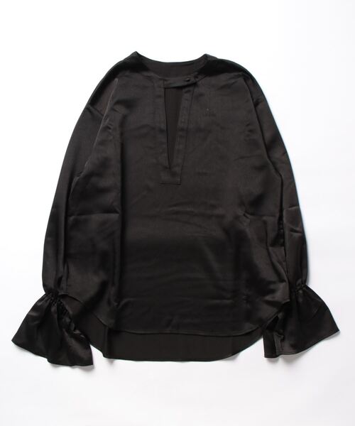 STYLEBLOCK（スタイルブロック）の「マットサテンキャンディースリーブブラウス（シャツ/ブラウス・レディース・ライトブルー/ミント/ブラック/ホワイト系その他/ライトベージュ・M）」の3枚目の写真