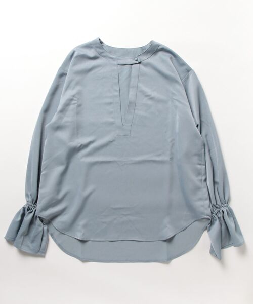 STYLEBLOCK（スタイルブロック）の「マットサテンキャンディースリーブブラウス（シャツ/ブラウス・レディース・ライトブルー/ミント/ブラック/ホワイト系その他/ライトベージュ・M）」の7枚目の写真