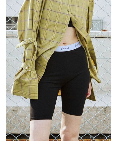 jouetie（ジュエティ）の「ロゴジャカードバイカーパンツ（その他パンツ・レディース・ブラック/ベージュ/ピンク/ブルー・MEDIUM）」の2枚目の写真