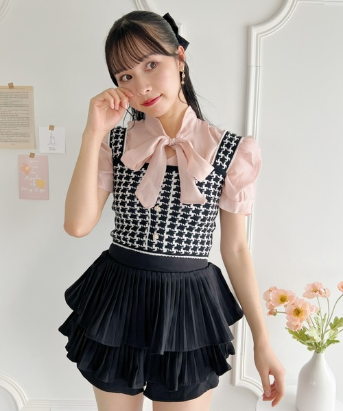ビスチェ＆スカート　PUTUMAYO セール】【23S/S】パールボタンデザインビスチェトップス