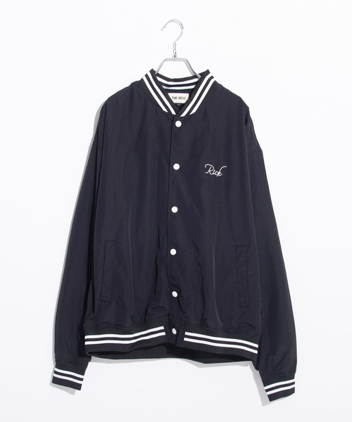 THE HITSS（ヒッツ）の「【THE HITSS】ワッシャーナイロン カレッジロゴ バックプリント スタジアムジャケット/スタジャン ブルゾン（ブルゾン・メンズ・グリーン/グレー/ブラック・M/L/XL）」の11枚目の写真