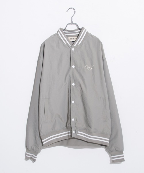 THE HITSS（ヒッツ）の「【THE HITSS】ワッシャーナイロン カレッジロゴ バックプリント スタジアムジャケット/スタジャン ブルゾン（ブルゾン・メンズ・グリーン/グレー/ブラック・M/L/XL）」の13枚目の写真