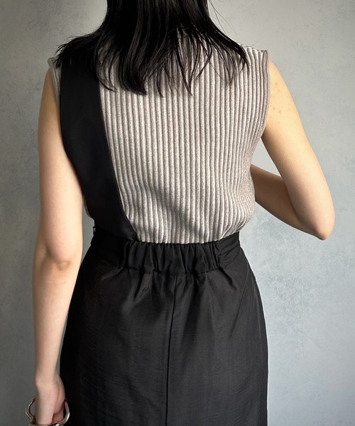 &g'aime（アンジェム）の「【&g’aime】ノースリーブ二重臼ニット（ニット/セーター・レディース・グレイッシュベージュ/ブラック/ライトグリーン・FREE）」の13枚目の写真