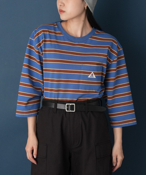 GEVACO（ゲバコ）の「【GEVACO／ゲバコ】マルチボーダー7分袖ポケットTEE（Tシャツ/カットソー・レディース・ブラウン/グレー/ブルー・ONE SIZE）」の22枚目の写真