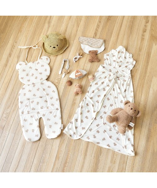 apres les cours(アプレレクール)の「【接触冷感】tiny bear ベビーカーシート(ベビーカー/ベビーカー用品・キッズ・ベージュ・FREE)」の2枚目の写真