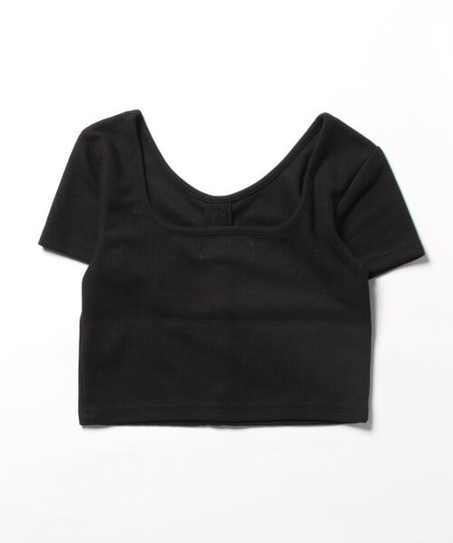 SPIRALGIRL(スパイラルガール)の「ホックデザインワッフルショートトップス(Tシャツ/カットソー・レディース・ブラック/グリーン/ホワイト・FREE)」の10枚目の写真