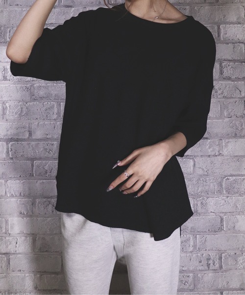 UNDERWRAPS(アンダーラップス)の「ワッフルバックスリットT(M3)(Tシャツ/カットソー・レディース・ブラック/ホワイト/グリーン/ベージュ/オートミール・MEDIUM/LARGE)」の3枚目の写真