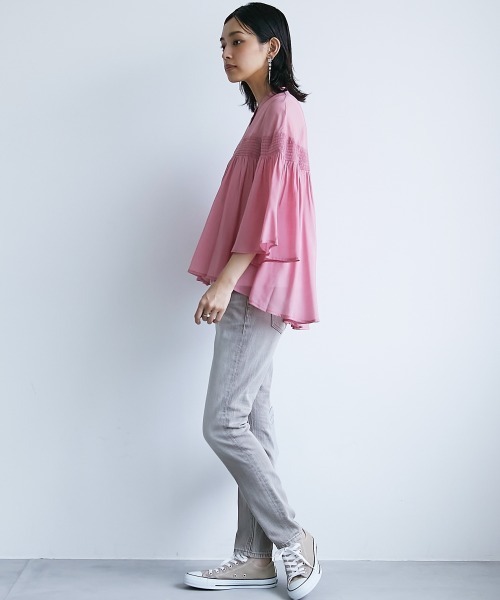 CHIC STYLE（シックスタイル）の「＜大きいサイズ＞ゴムシャーリングブラウス シックスタイル（シャツ/ブラウス・レディース・グリーン系/ピンク系・L/LL/3L/4L/5L）」の20枚目の写真