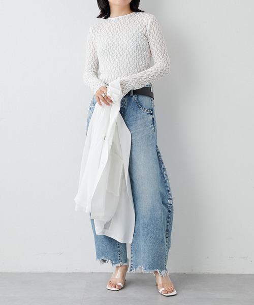 Whim Gazette(ウィムガゼット)の「【La nature linge】レースTシャツ(Tシャツ/カットソー・レディース・ブラック/ホワイト・FREE)」の13枚目の写真