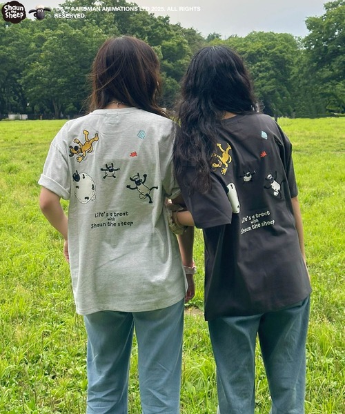 AS KNOW AS plus（アズノゥアズプラス）の「〇アクリルキーホルダー付き ひつじのショーン刺繍Tシャツ（Tシャツ/カットソー・レディース・オフホワイト/サックスブルー/スミクロ/ブルー系/グレー系/アイボリー系/ホワイト系・FREE）」の22枚目の写真