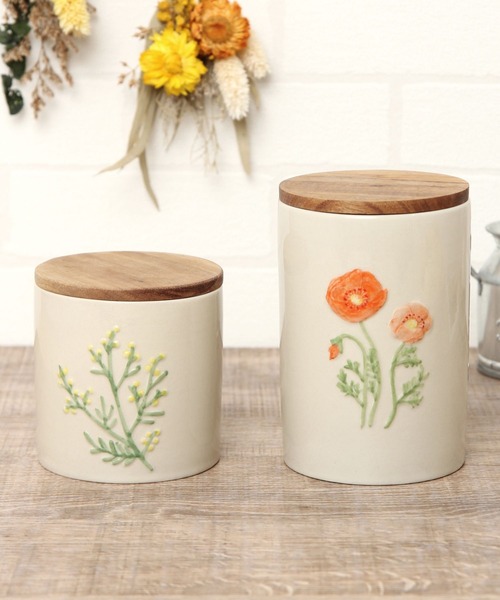 studio CLIP(スタディオクリップ)の「フラワー陶器キャニスターM(キッチンツール・レディース・その他1・FREE)」の2枚目の写真
