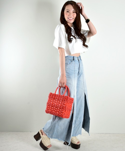 maison vert（メゾンヴェール）の「【再生ポリエチレン使用】チューブかごバッグ（トートバッグ・レディース・レッド/ホワイト/ブラック/グリーン・FREE）」の14枚目の写真