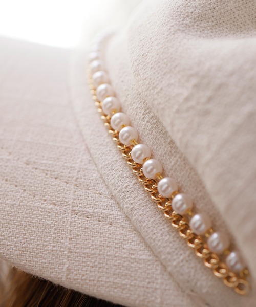 LIPSERVICE（リップサービス）の「パールチェーンサマーキャスケット（キャスケット・レディース・アイボリー/ブラック・FREE）」の5枚目の写真
