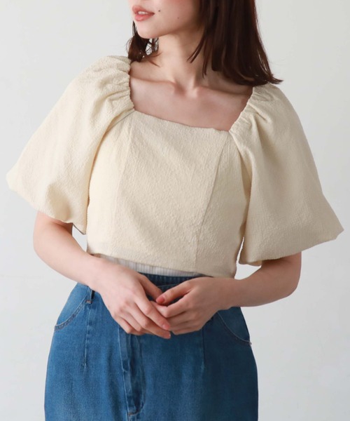 archives(アルシーヴ)の「サッカーバルーンコンパクトブラウス(シャツ/ブラウス・レディース・ブルー/ブラック/ベージュ/オフホワイト・MEDIUM)」の4枚目の写真