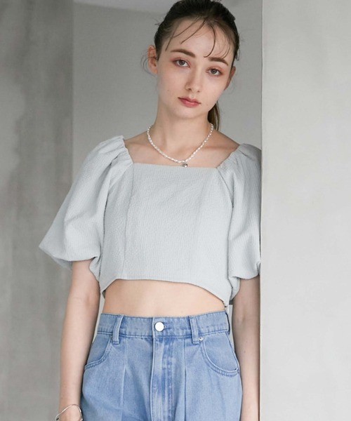 archives(アルシーヴ)の「サッカーバルーンコンパクトブラウス(シャツ/ブラウス・レディース・ブルー/ブラック/ベージュ/オフホワイト・MEDIUM)」の1枚目の写真