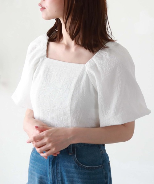 archives(アルシーヴ)の「サッカーバルーンコンパクトブラウス(シャツ/ブラウス・レディース・ブルー/ブラック/ベージュ/オフホワイト・MEDIUM)」の15枚目の写真