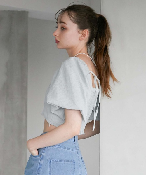 archives(アルシーヴ)の「サッカーバルーンコンパクトブラウス(シャツ/ブラウス・レディース・ブルー/ブラック/ベージュ/オフホワイト・MEDIUM)」の14枚目の写真