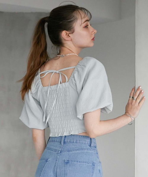 archives(アルシーヴ)の「サッカーバルーンコンパクトブラウス(シャツ/ブラウス・レディース・ブルー/ブラック/ベージュ/オフホワイト・MEDIUM)」の5枚目の写真