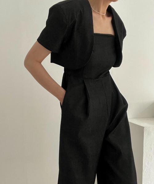 N.s（エヌドットエス）の「ショートジャケット＋キャミサロペット セットアップ（セットアップ・レディース・ブラック/ブルー/ベージュ・FREE）」の17枚目の写真